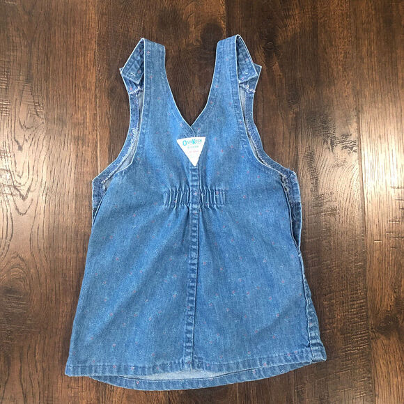 Vintage OshKosh B’Gosh Vestbak Overalls Pink Label Size 3T Flowers Made In USA - Picture 8 of 12